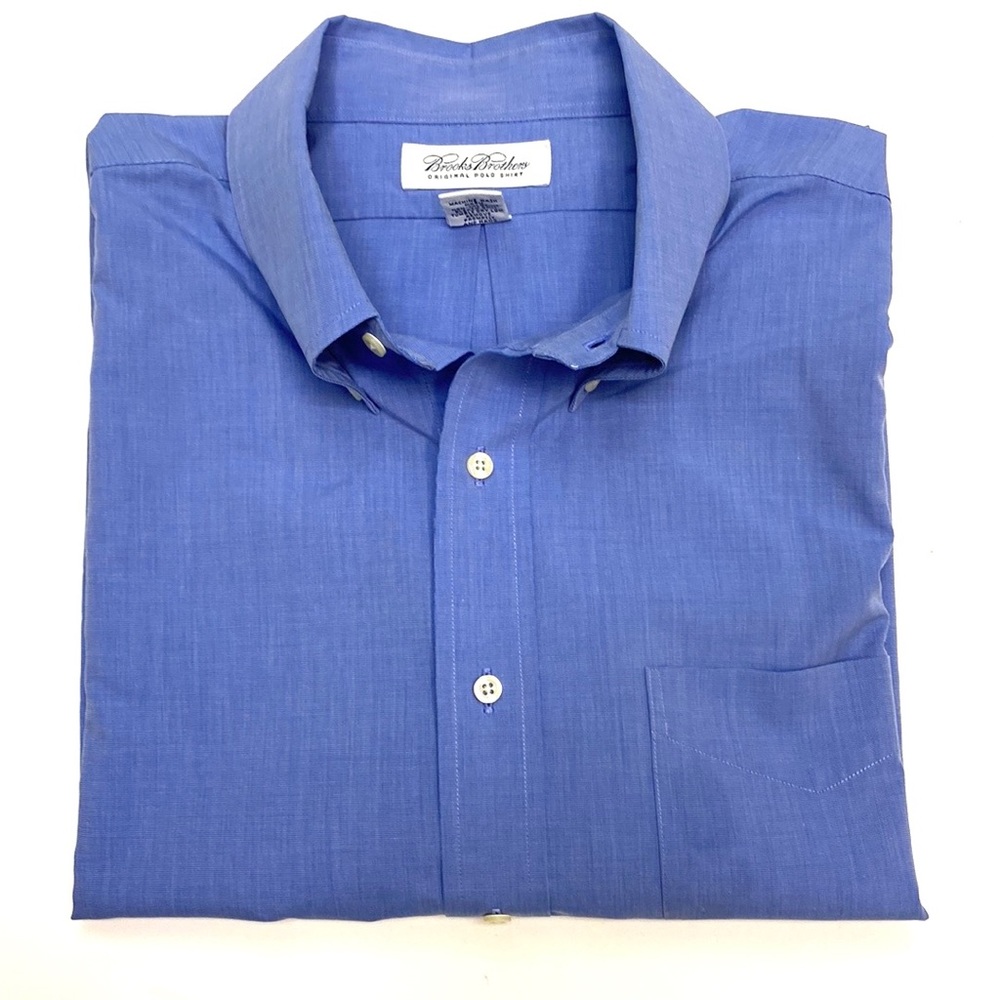 Brooks Brothers Men's Cobalt Blue Button Down Short Sleeve Shirt